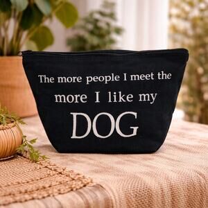 Dog Lover Makeup Bag I Work Hard For My Dog Canvas Cosmetic NWT